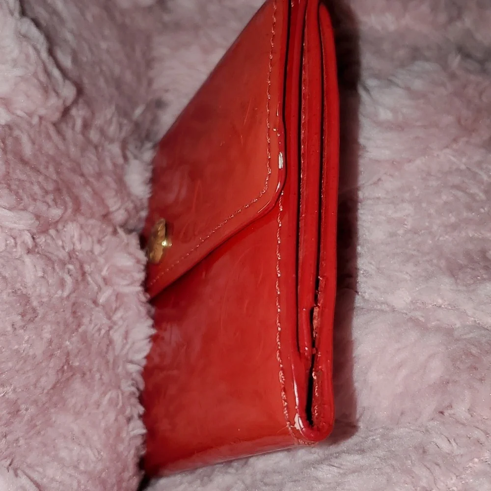LOUIS VUITTON Vintage Red Snap Wallet w Callouts